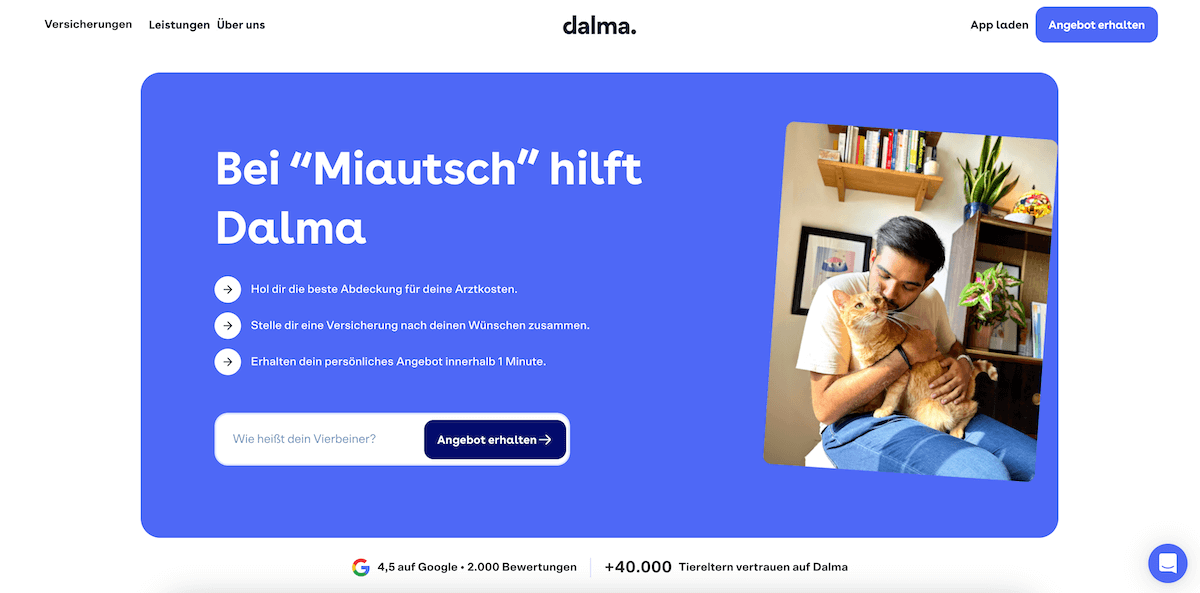 Dalma katzenversicherung webseite