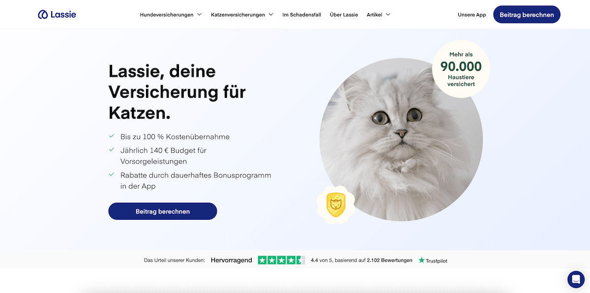 Lassie katzenversicherung webseite